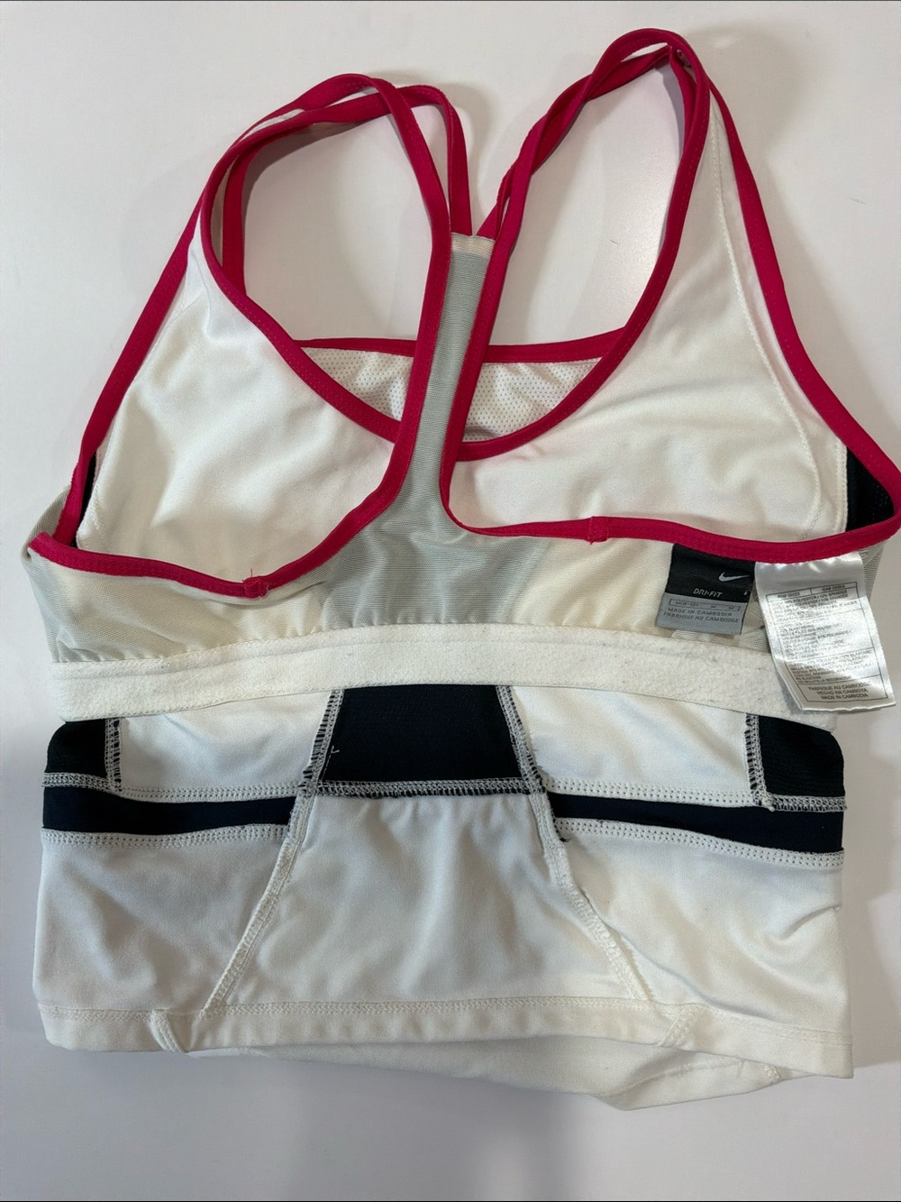 Nike Fitted T-back Tank Top White/Black/Hot Pink Sz M - Picture 11 of 13